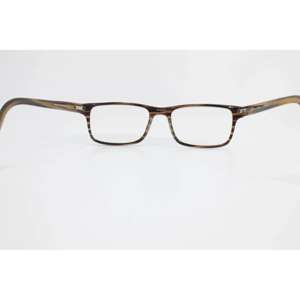 Rickey Smiley Eyewear RS 110 Brown Striped Rectangular Eyeglass Frames 54-18-140